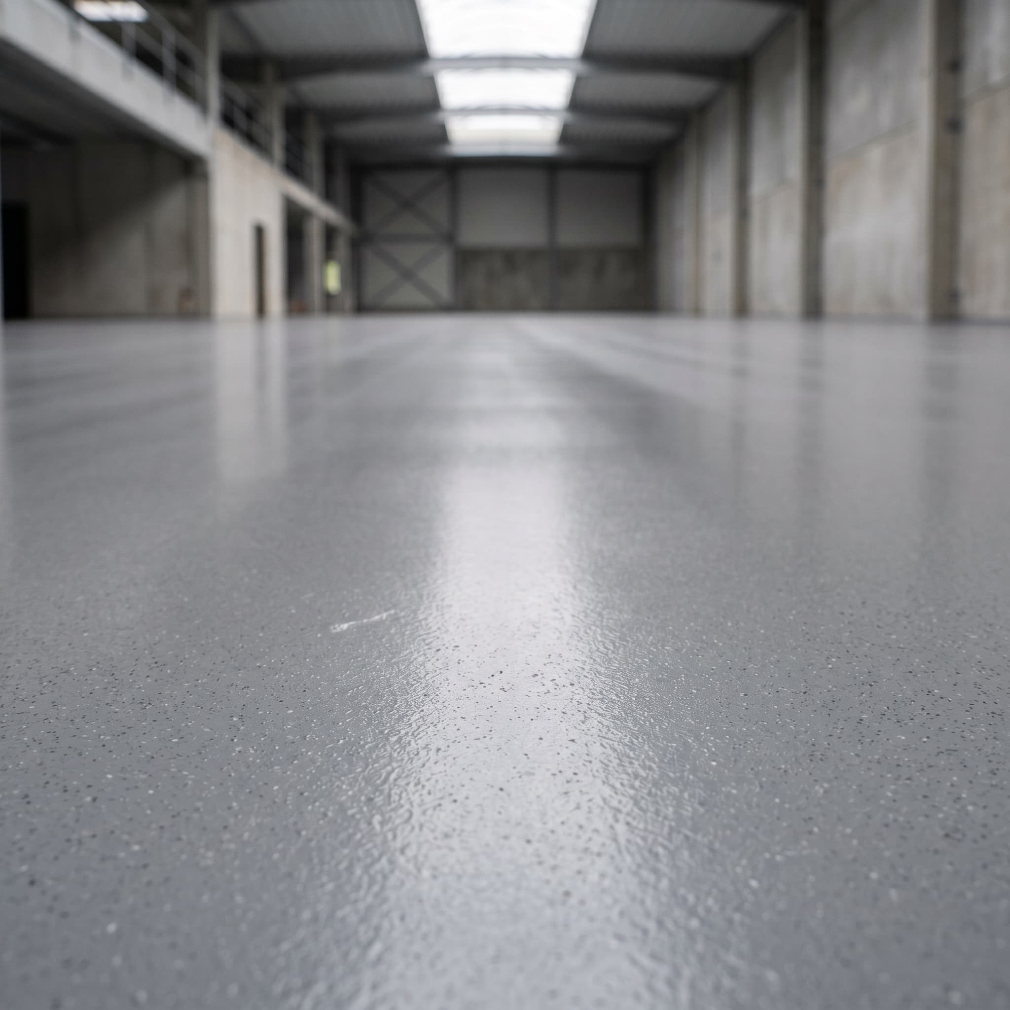 Macro of cured industrial grey commercial epoxy topcoat.